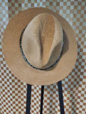 Men's Classic Tan Wool Fedora Hat with Braided Band